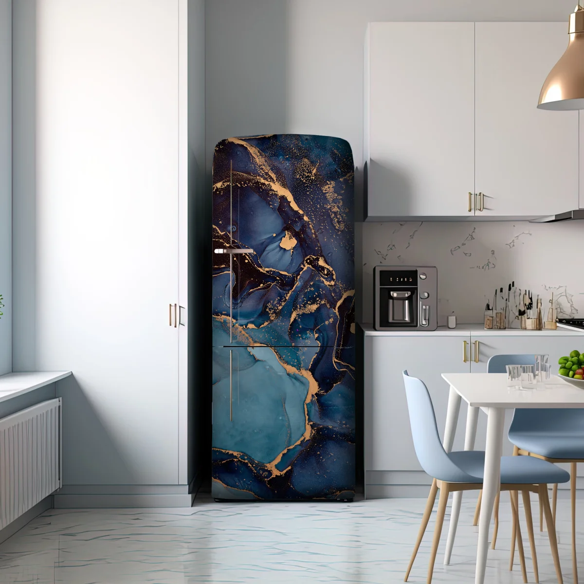 Kühlschrankaufkleber tiefes ozeanblau mit goldadern Kühlschrankaufkleber tiefes ozeanblau mit goldadern