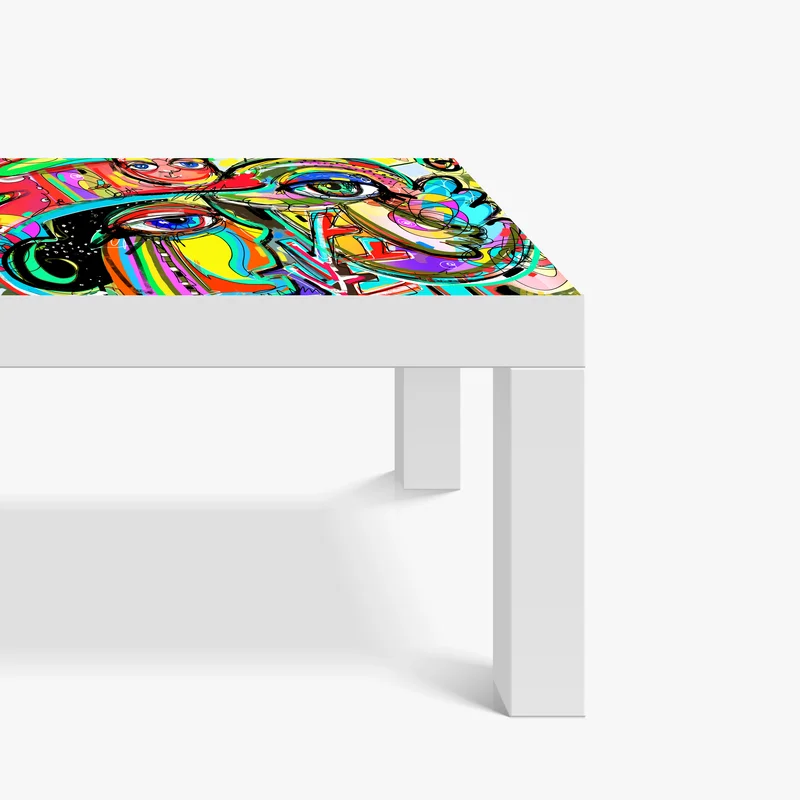 Tischaufkleber und Schreibtischaufkleber lebendige abstrakte gesichter mit katze und vogel Tischaufkleber und Schreibtischaufkleber lebendige abstrakte gesichter mit katze und vogel