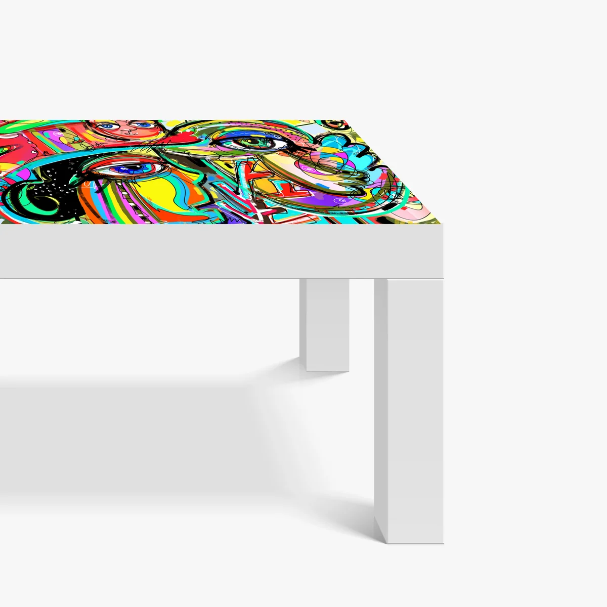 Tischaufkleber und Schreibtischaufkleber lebendige abstrakte gesichter mit katze und vogel Tischaufkleber und Schreibtischaufkleber lebendige abstrakte gesichter mit katze und vogel