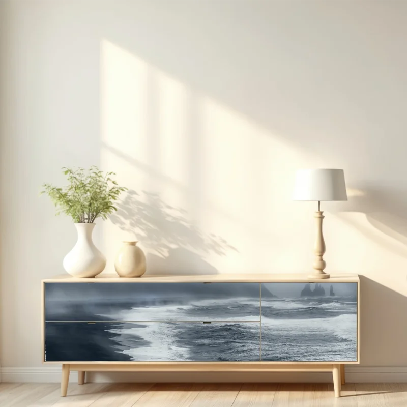 Repositionierbarer Aufkleber stürmische küste von Island panorama