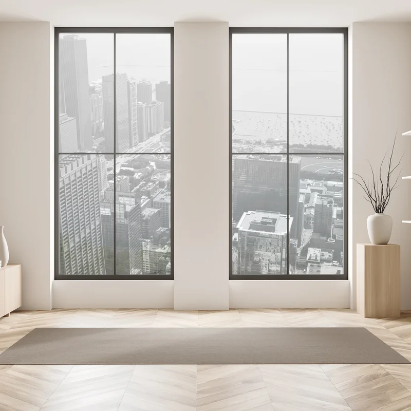 Fensteraufkleber schwarzweißes stadtpanorama am ufer