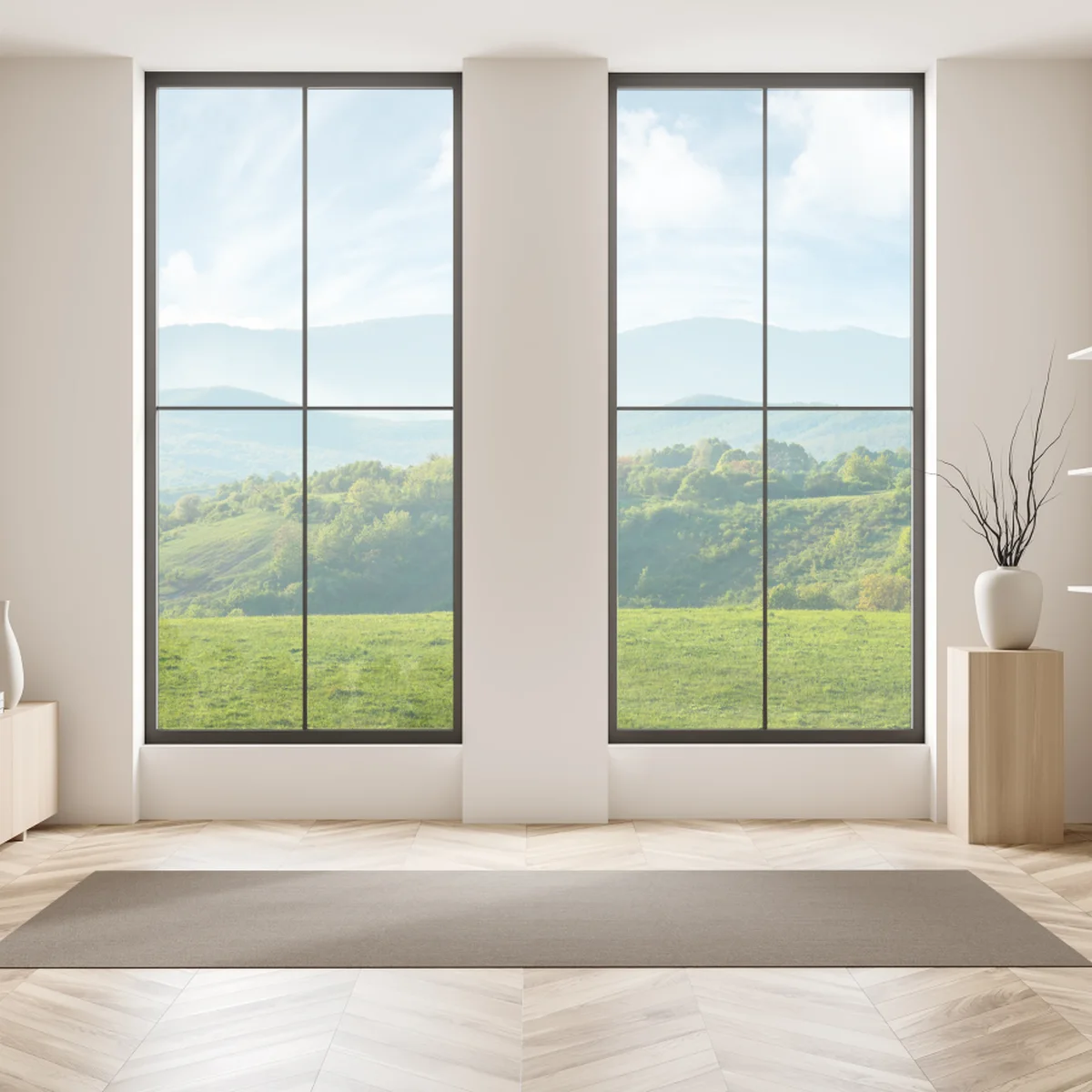 Fensteraufkleber frühlingspanorama rumänische berge Fensteraufkleber frühlingspanorama rumänische berge