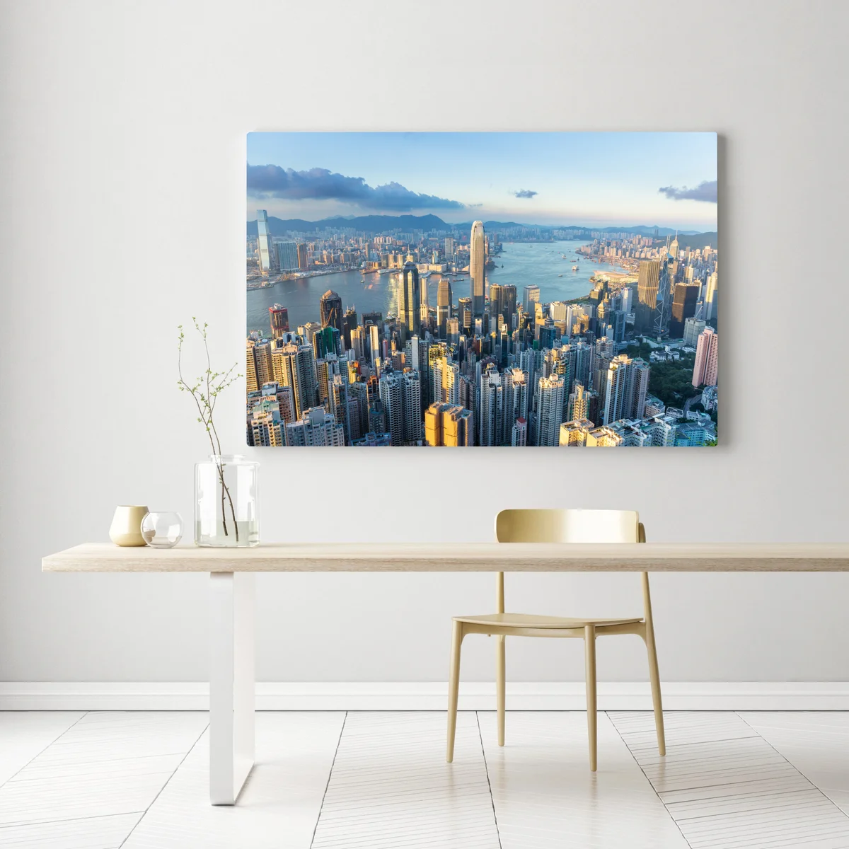 Leinwandbild panorama von Hongkong bei sonnenuntergang Leinwandbild panorama von Hongkong bei sonnenuntergang