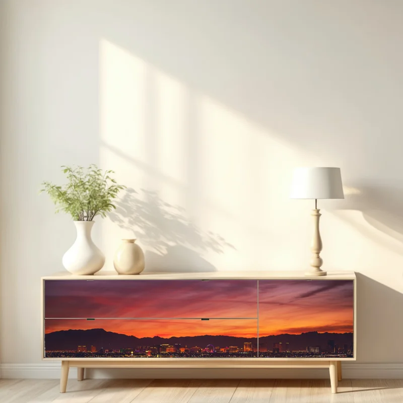 Repositionierbarer Aufkleber Las Vegas panorama bei dämmerung Repositionierbarer Aufkleber Las Vegas panorama bei dämmerung