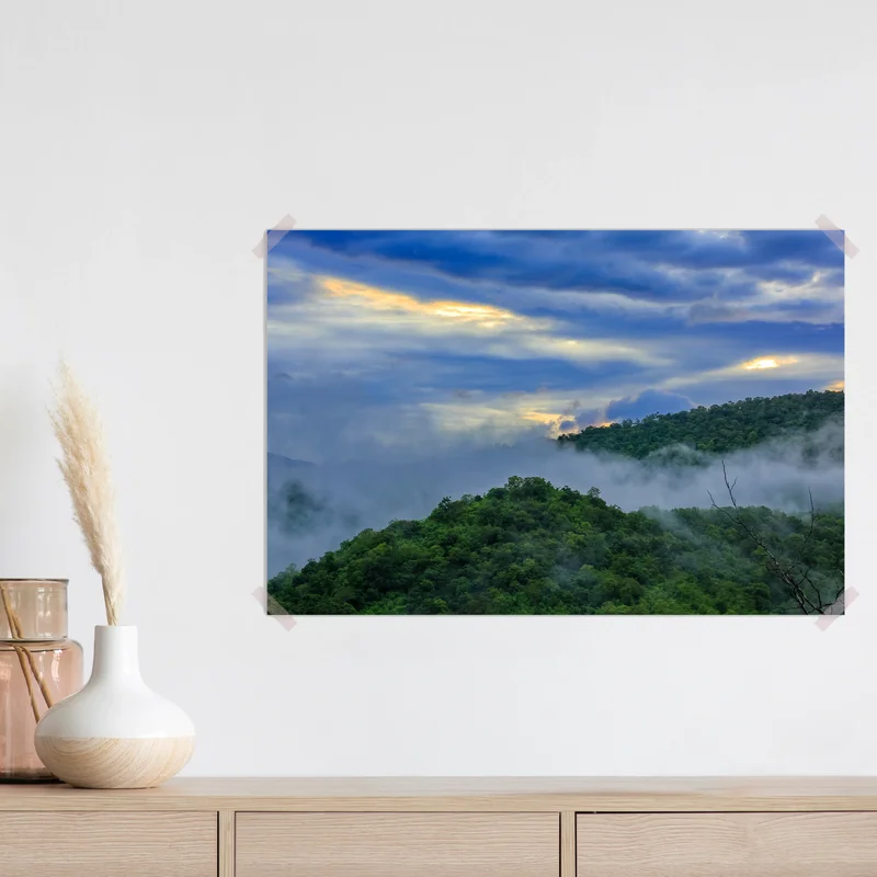 Poster Morgennebel am tropischen Gebirge • Poster bei Wallnifity® Poster Morgennebel am tropischen Gebirge • Poster bei Wallnifity®