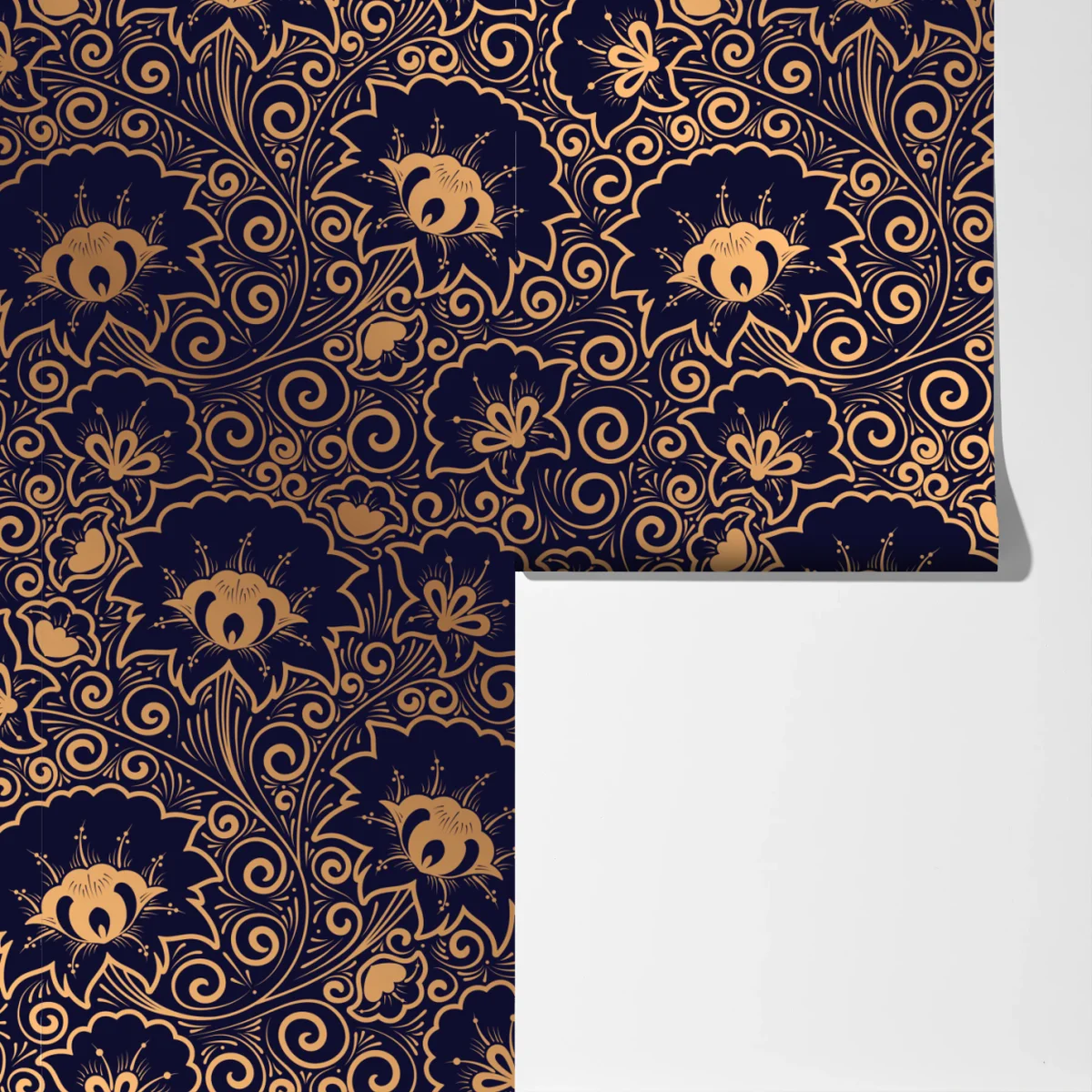 Fototapete luxuriöses goldenes blumenmuster auf dunklem hintergrund Fototapete luxuriöses goldenes blumenmuster auf dunklem hintergrund