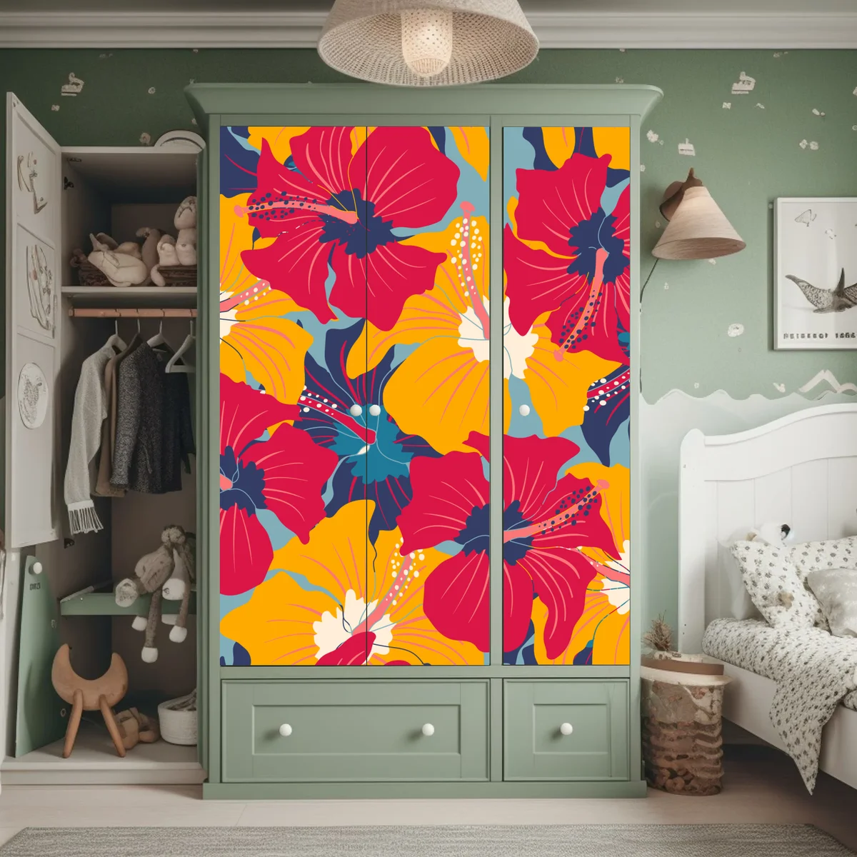 Schrankaufkleber lebhaftes hibiskusmuster Schrankaufkleber lebhaftes hibiskusmuster