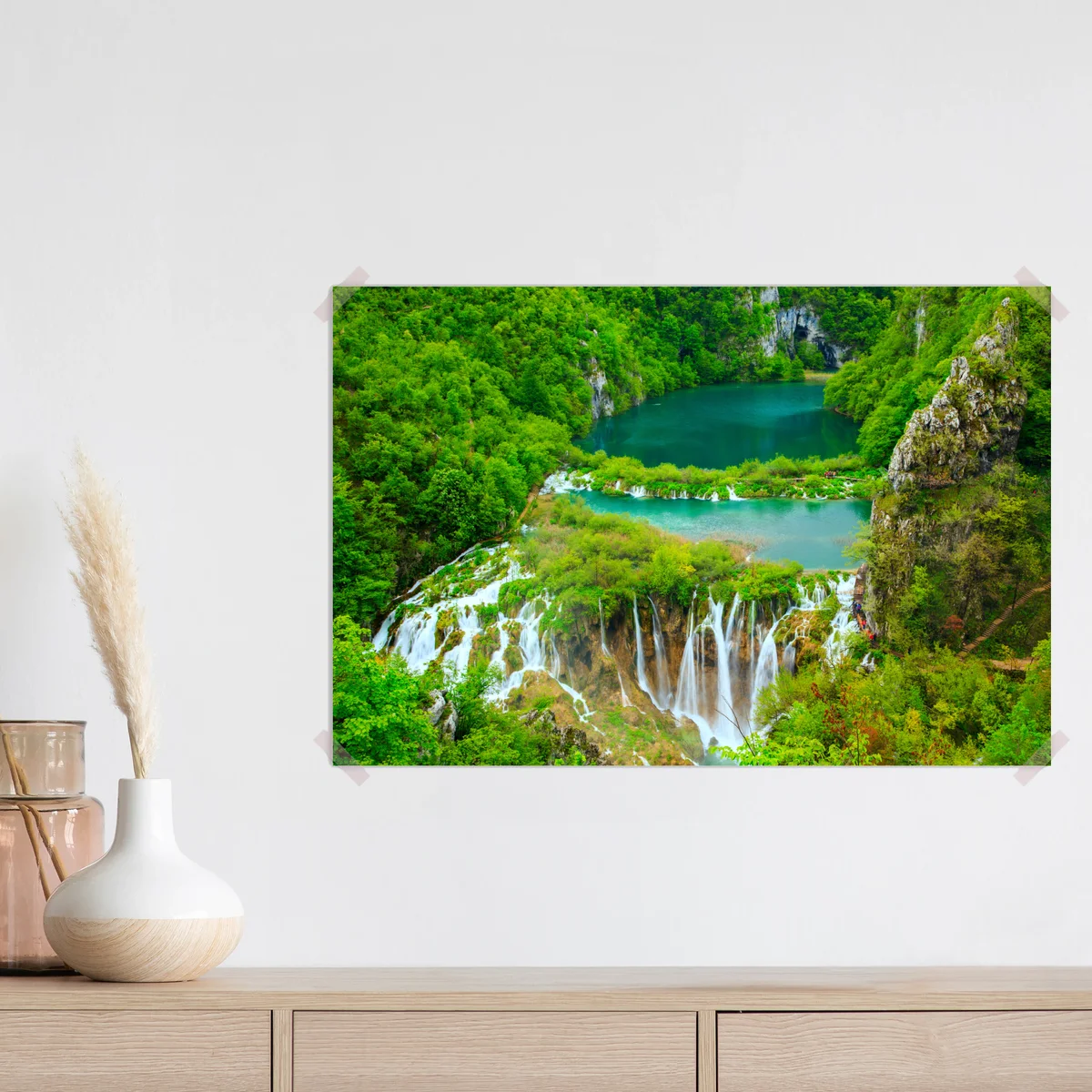 Poster üppiger wasserfall und türkise seen Poster üppiger wasserfall und türkise seen