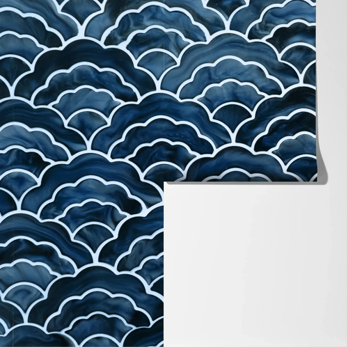 Fototapete japanisches blaues seigaiha-wellenmuster Fototapete japanisches blaues seigaiha-wellenmuster
