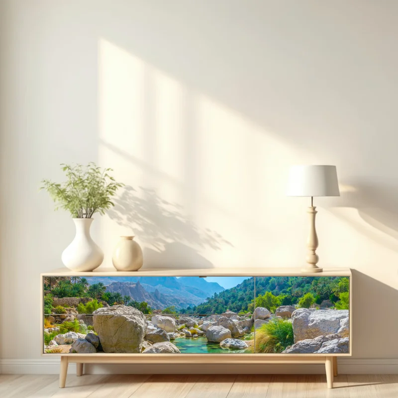 Repositionierbarer Aufkleber türkisfarbene bergoase