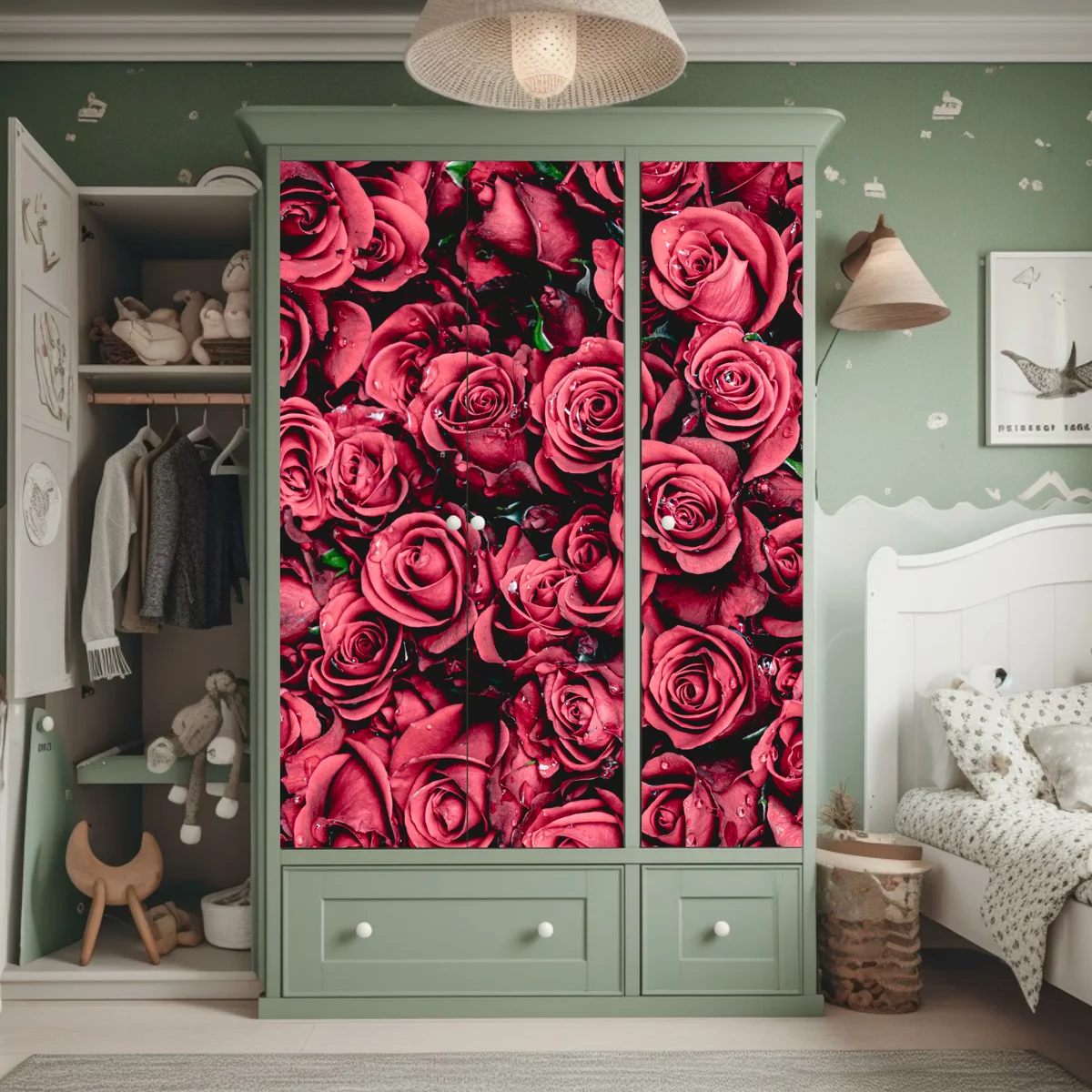 Schrankaufkleber pralle rote rosen wandbild Schrankaufkleber pralle rote rosen wandbild