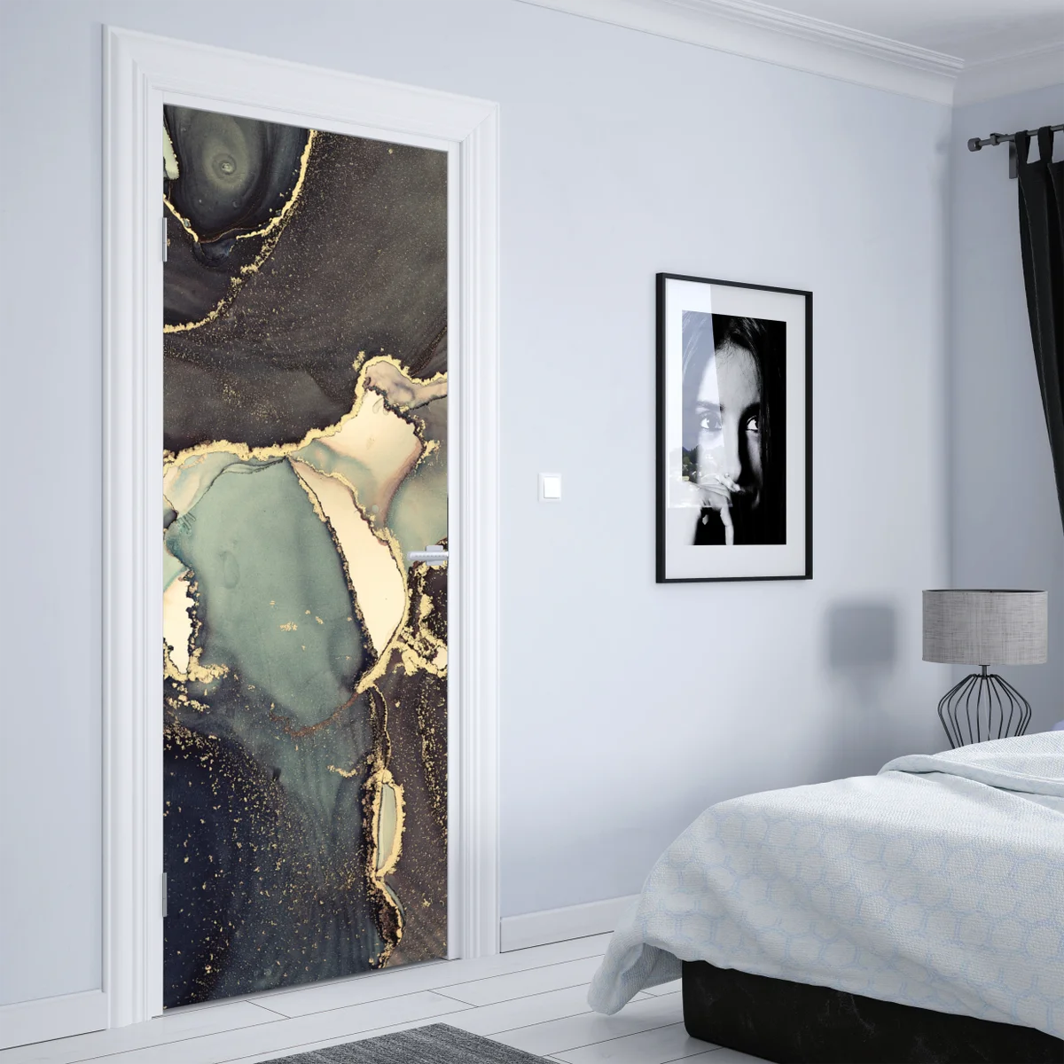 Türaufkleber türkis und gold abstrakte fließmalerei Türaufkleber türkis und gold abstrakte fließmalerei