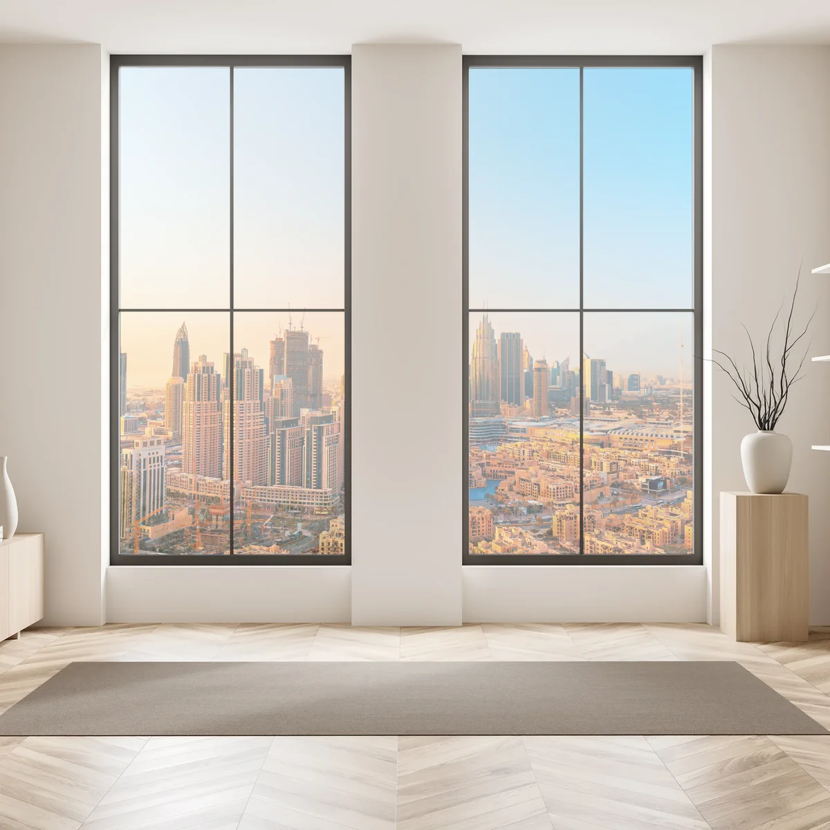 Fensteraufkleber Dubai skyline in der goldenen stunde Fensteraufkleber Dubai skyline in der goldenen stunde