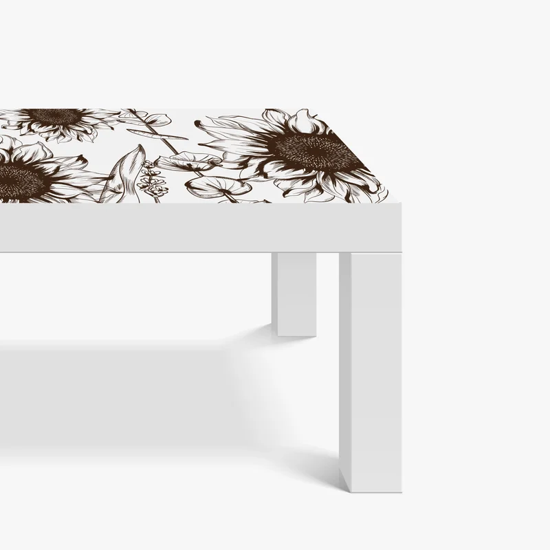 Tischaufkleber und Schreibtischaufkleber botanische sonnenblumenillustration in sepia