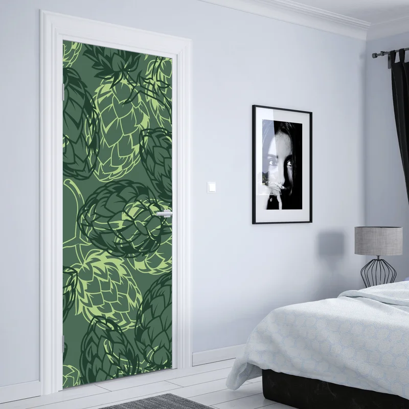 Türaufkleber grünes hopfenmuster