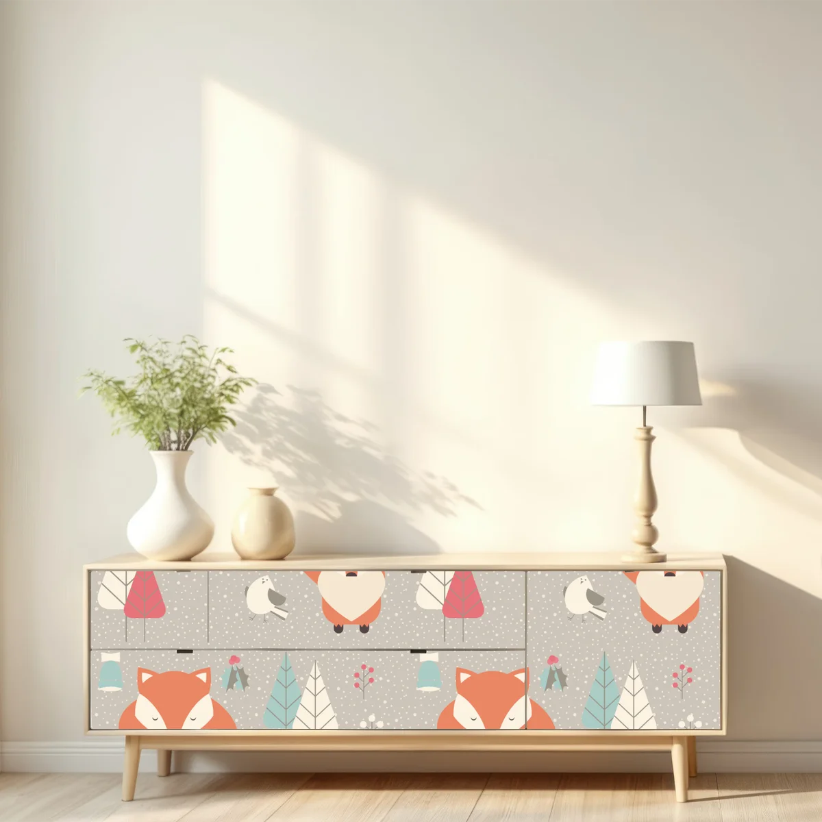 Repositionierbarer Aufkleber niedliches waldfuchs-muster Repositionierbarer Aufkleber niedliches waldfuchs-muster