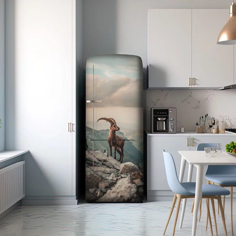 Kühlschrankaufkleber alpensteinbock auf felsigem kamm