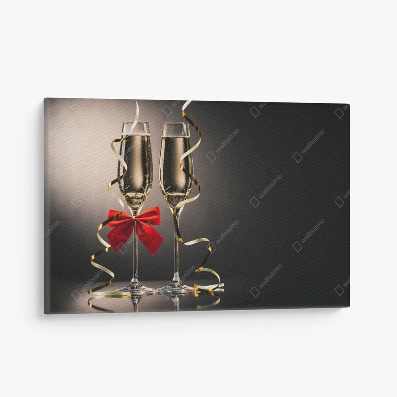 Leinwandbild Gläser Champagner mit Schleifen • Leinwandbilder bei Wallnifity® Leinwandbild Gläser Champagner mit Schleifen • Leinwandbilder bei Wallnifity®