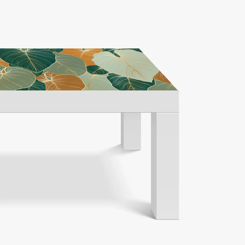 Tischaufkleber und Schreibtischaufkleber türkis-goldenes botanisches blättermuster