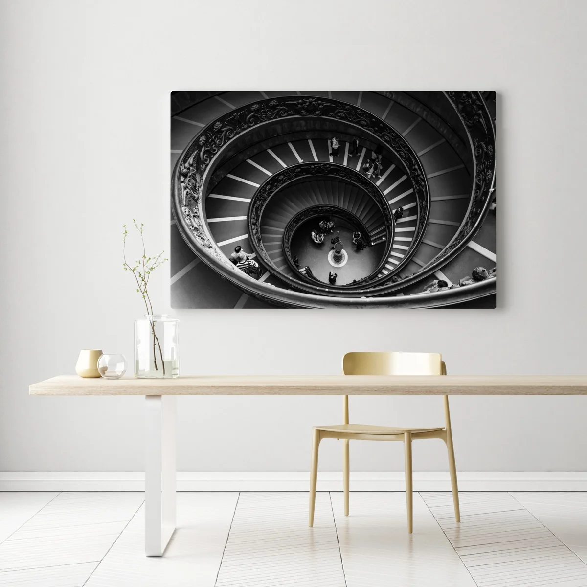 Leinwandbild dramatische spiraltreppe in monochrom Leinwandbild dramatische spiraltreppe in monochrom