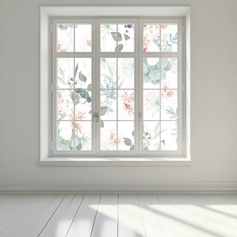 Fensteraufkleber zartes pastell blumenmuster