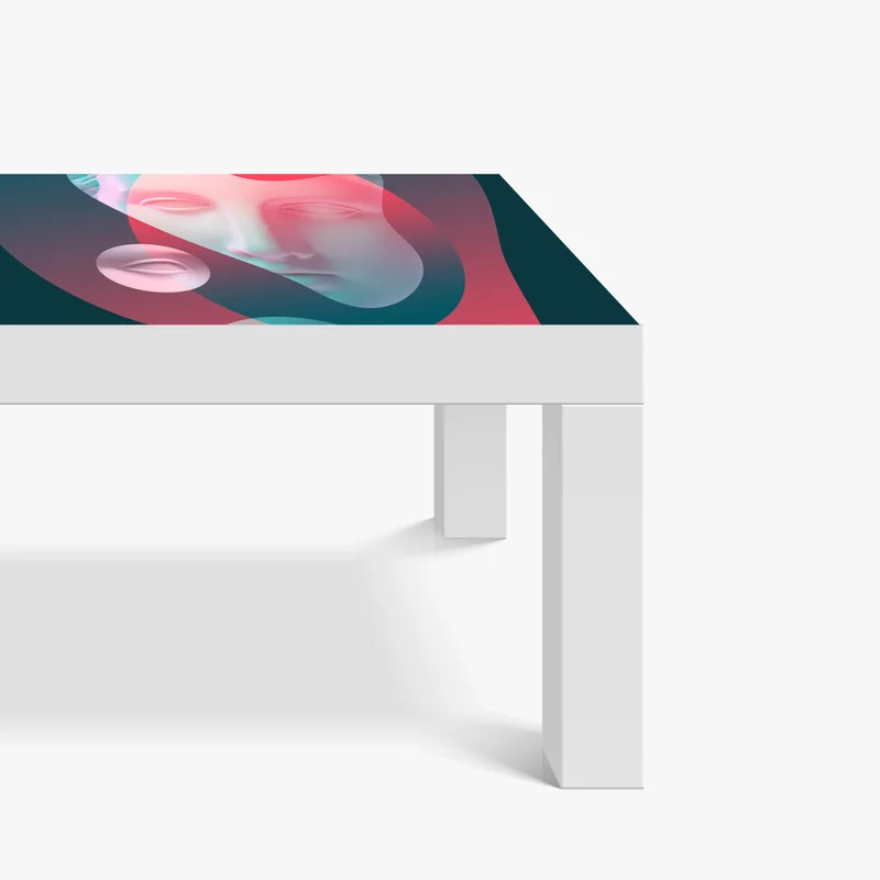 Tischaufkleber und Schreibtischaufkleber surreales klassisches gesicht im duoton