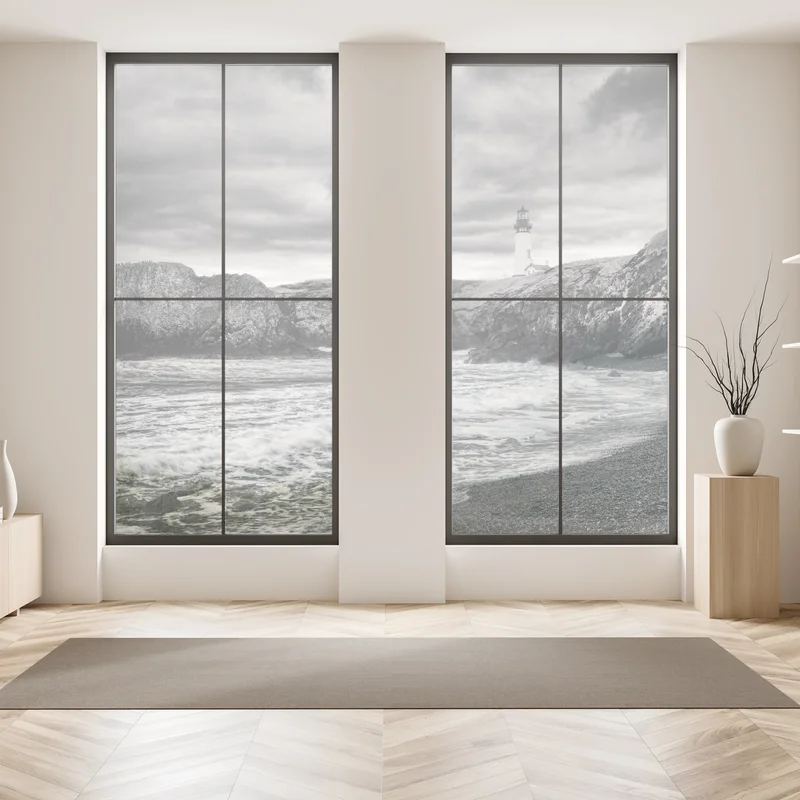 Fensteraufkleber leuchtturm Yaquina Bay an stürmischer küste