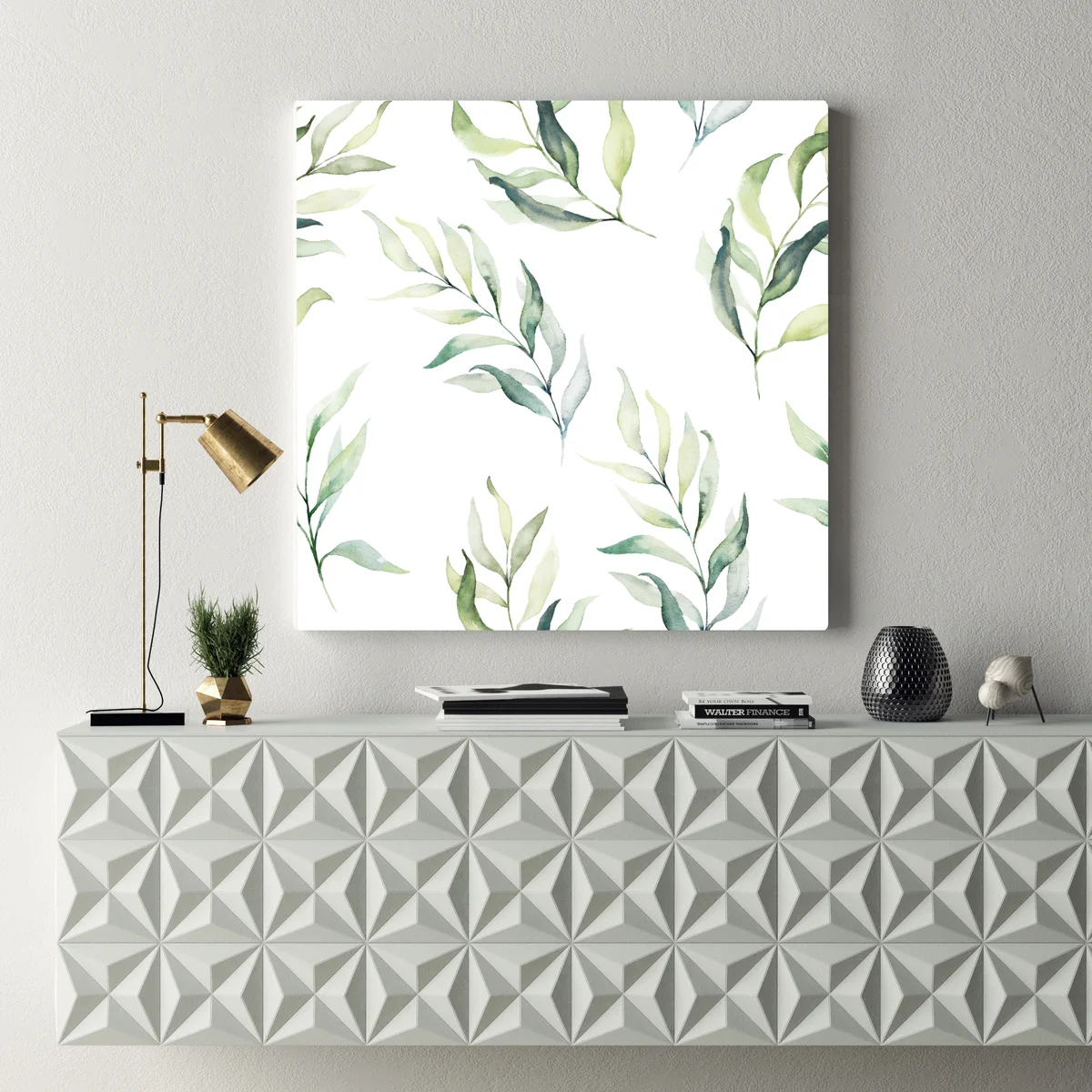 Leinwandbild sanftes aquarellmuster mit eukalyptusblättern Leinwandbild sanftes aquarellmuster mit eukalyptusblättern