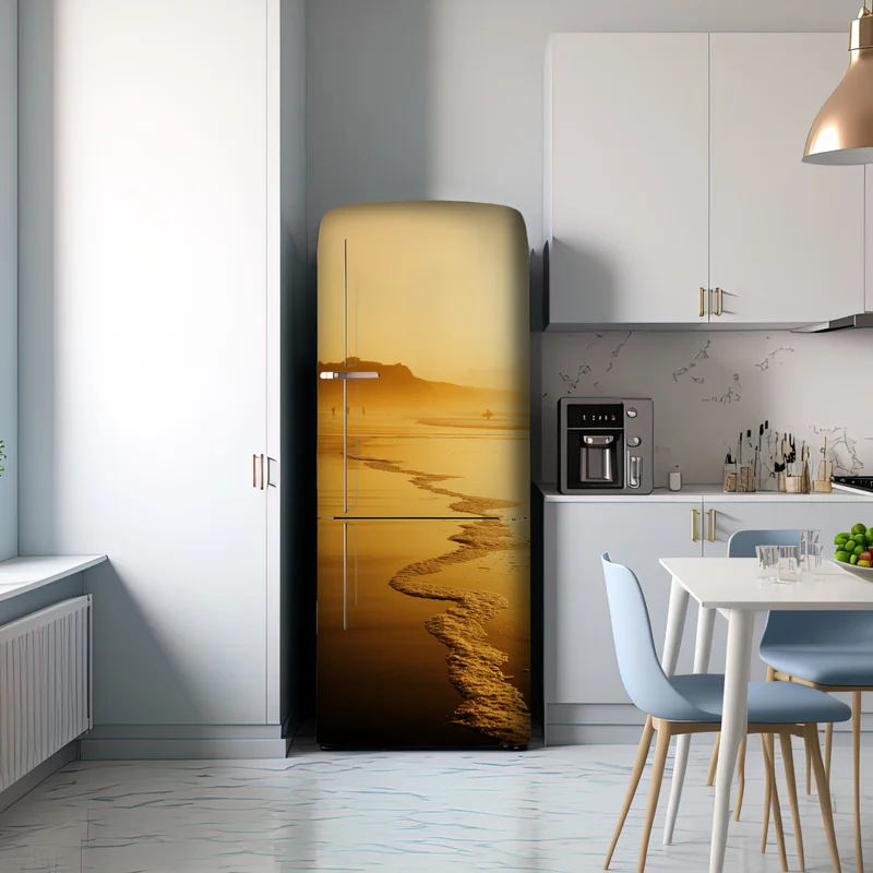 Kühlschrankaufkleber goldener sonnenuntergang am strand von Sopelana
