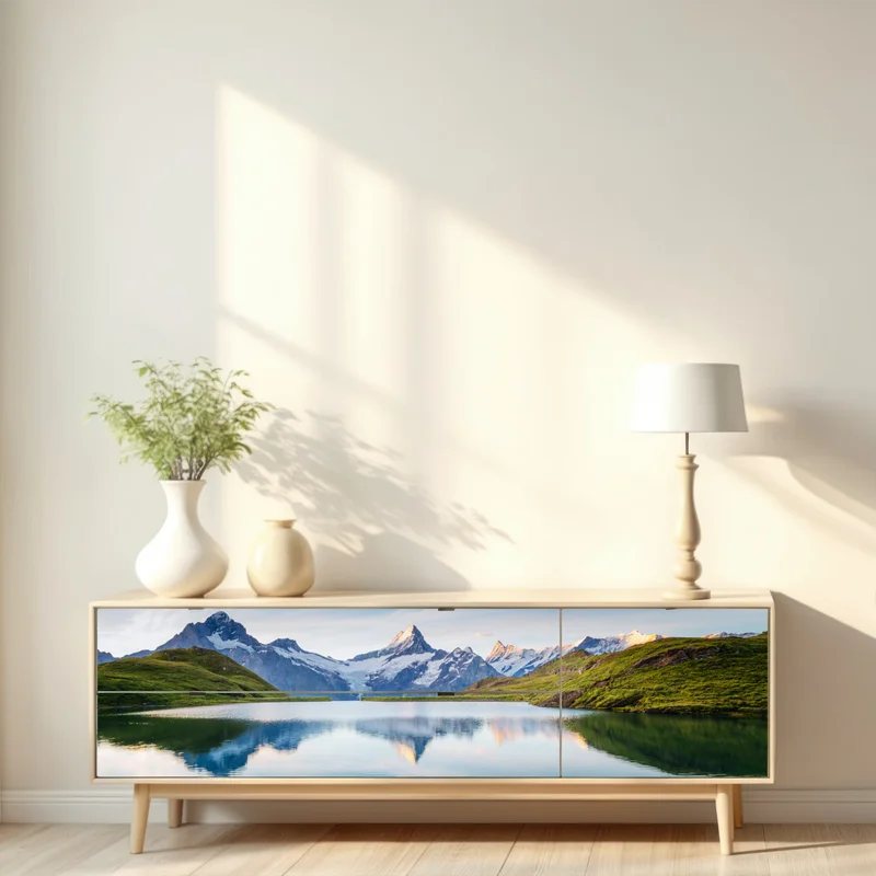 Repositionierbarer Aufkleber majestätische Alpen-reflexion am Bachalpsee