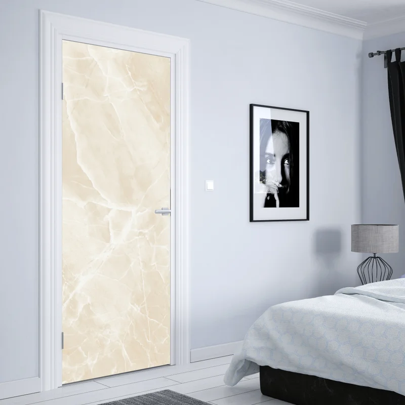 Türaufkleber beige marmorstruktur mit weißen adern Türaufkleber beige marmorstruktur mit weißen adern
