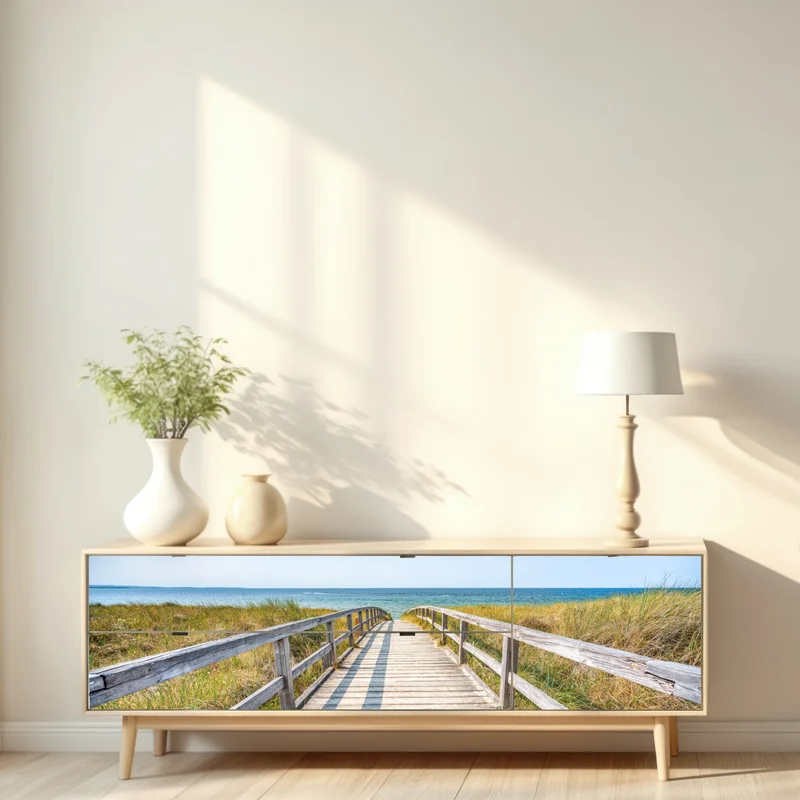 Repositionierbarer Aufkleber steg zum meer