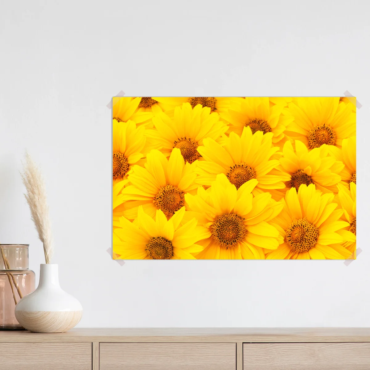 Poster leuchtende gelbe sonnenblumen in nahaufnahme Poster leuchtende gelbe sonnenblumen in nahaufnahme