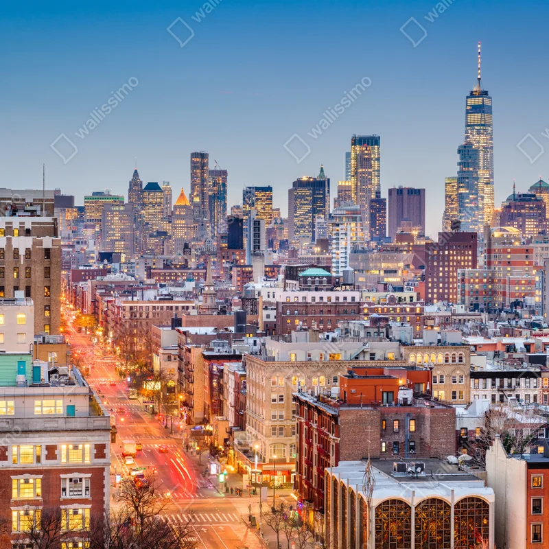 Repositionierbarer Aufkleber New York skyline bei dämmerung Repositionierbarer Aufkleber New York skyline bei dämmerung