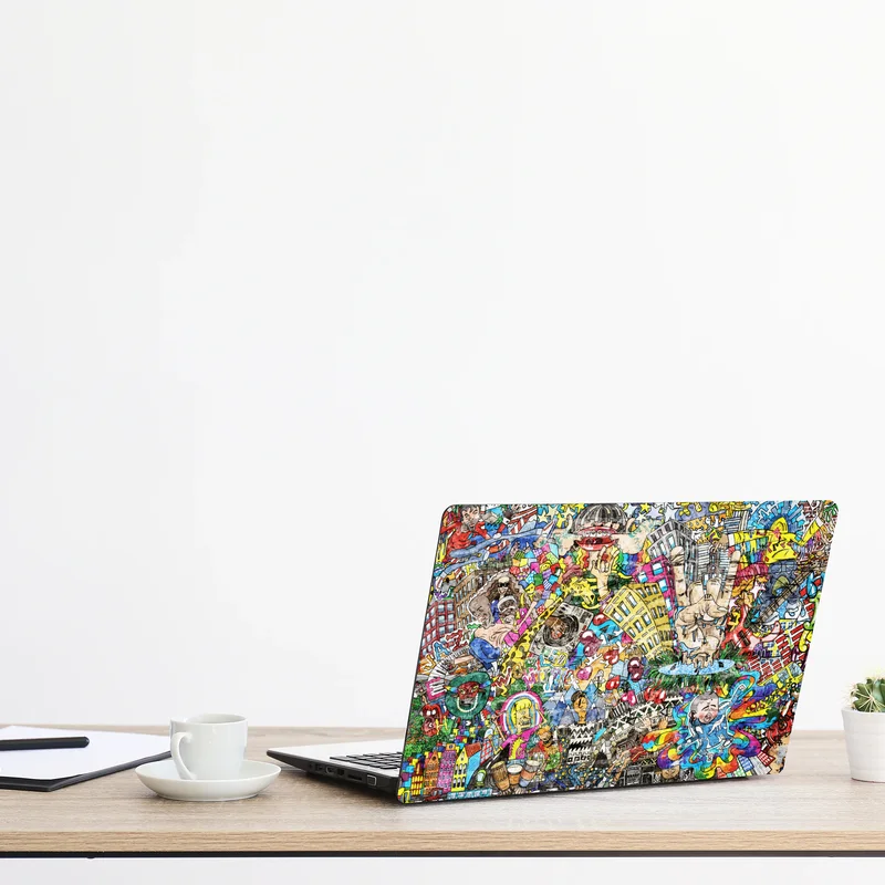 Naklejka na laptopa kolorowy miejski mural muzyczny