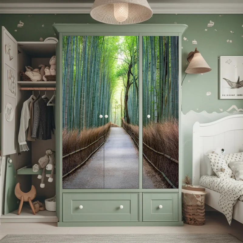 Schrankaufkleber ruhiger bambuswaldweg