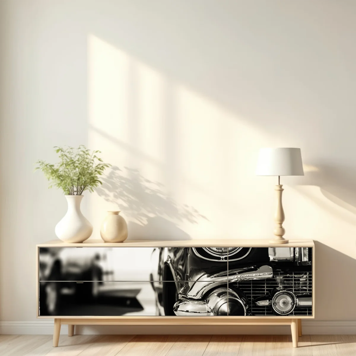 Repositionierbarer Aufkleber vintage chrom klassisches auto nahaufnahme Repositionierbarer Aufkleber vintage chrom klassisches auto nahaufnahme