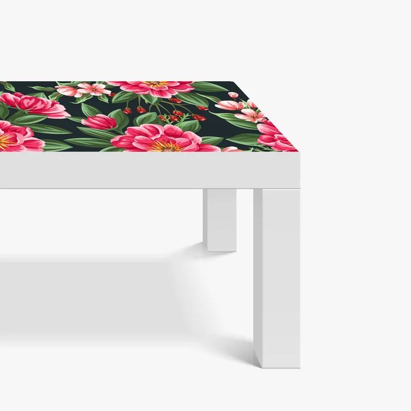 Tischaufkleber und Schreibtischaufkleber rosa aquarell blumenmuster auf dunklem hintergrund