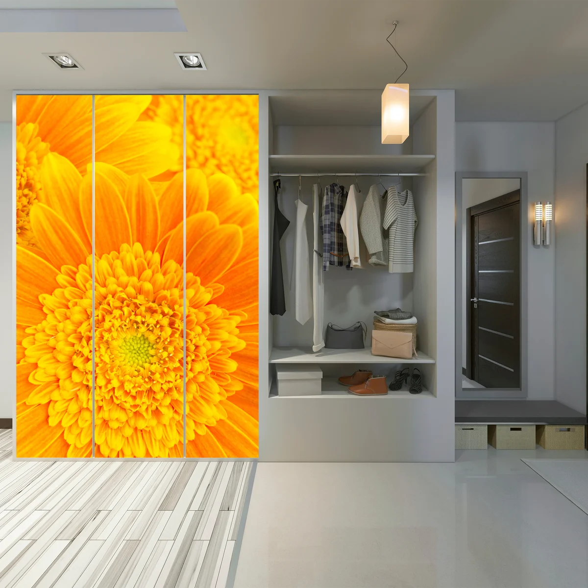 Schrankaufkleber intensive orange gerbera nahaufnahme Schrankaufkleber intensive orange gerbera nahaufnahme