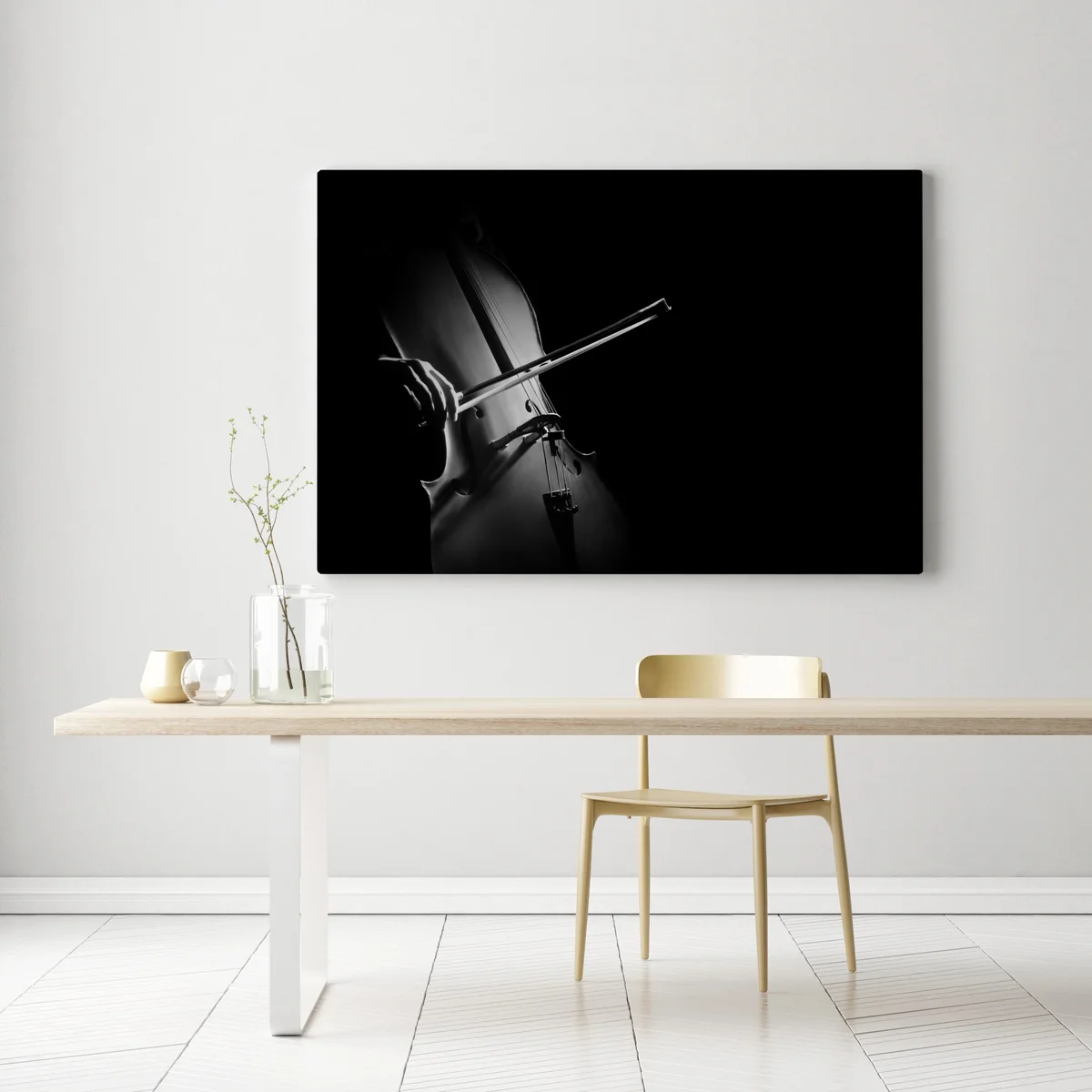 Leinwandbild elegantes cello in monochrom Leinwandbild elegantes cello in monochrom