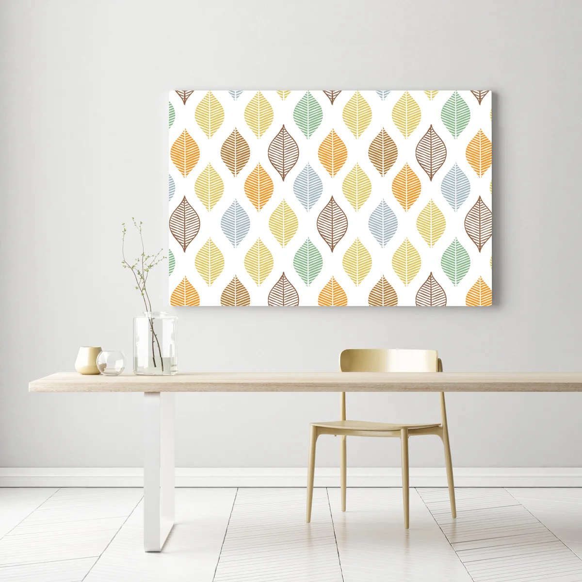 Leinwandbild pastelliges blättermuster für die wand Leinwandbild pastelliges blättermuster für die wand