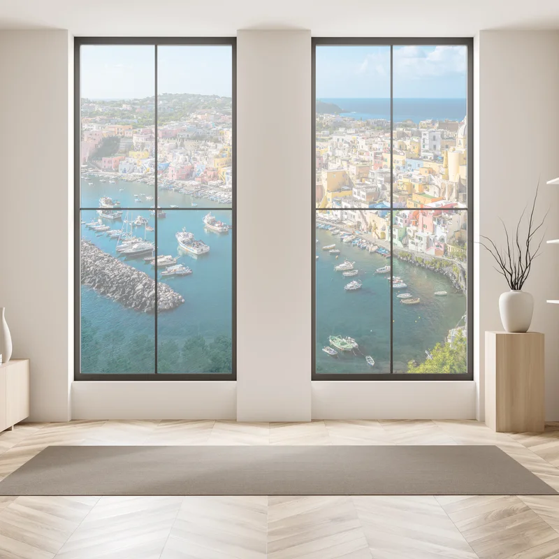 Fensteraufkleber bunte panoramaufnahme eines Mittelmeerhafens