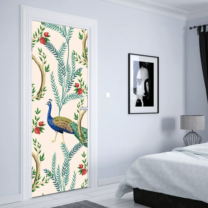 Türaufkleber pfau zwischen granatästen