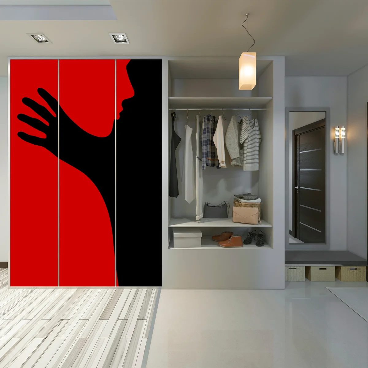 Schrankaufkleber kräftige rot-schwarze silhouette Schrankaufkleber kräftige rot-schwarze silhouette