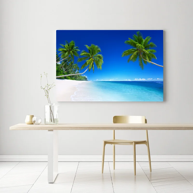 Leinwandbild tropischer strand mit palmen Leinwandbild tropischer strand mit palmen
