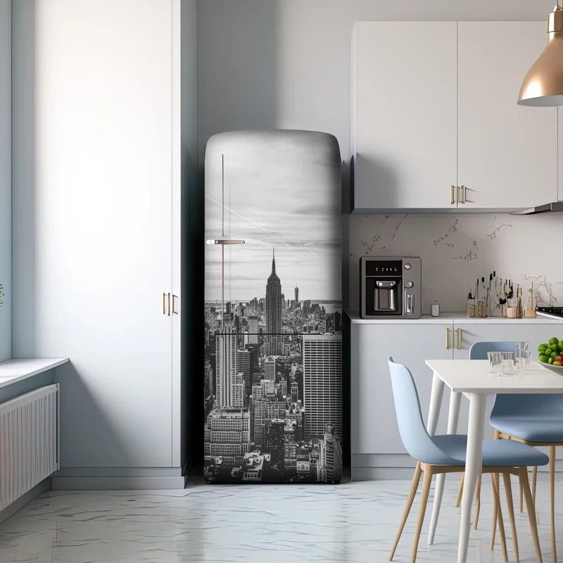 Kühlschrankaufkleber panorama von New York in graustufen