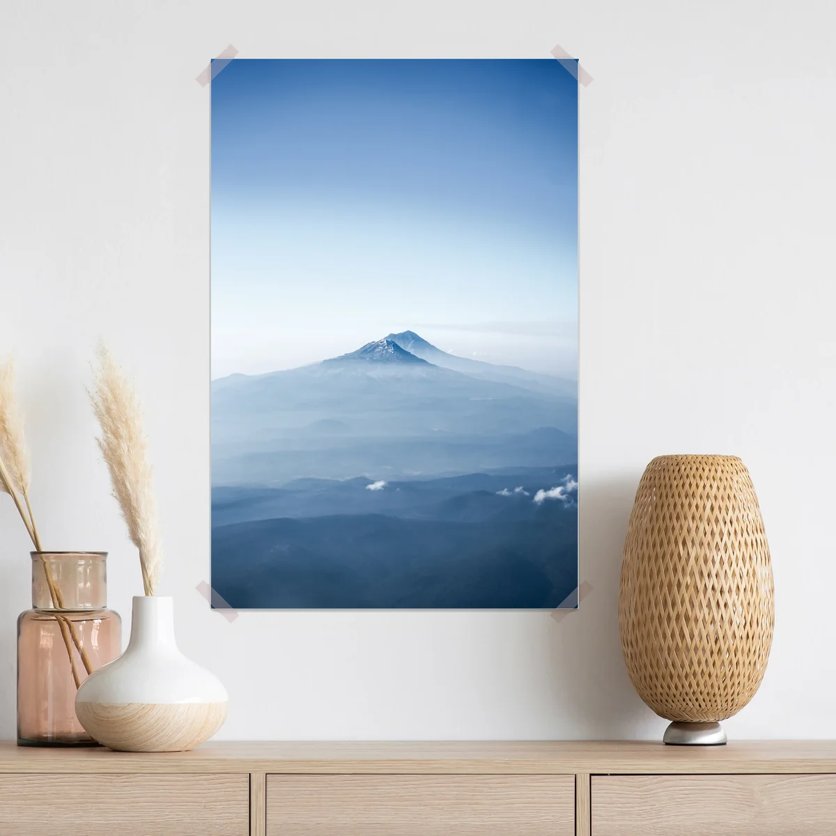 Poster neblige blaue berggipfel Poster neblige blaue berggipfel