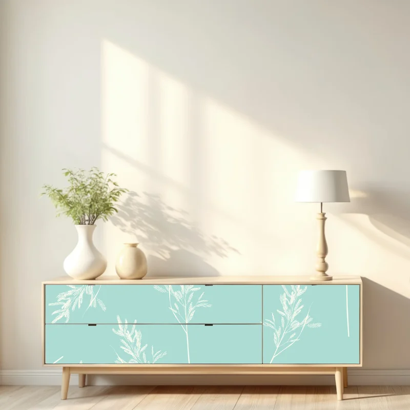 Repositionierbarer Aufkleber zartes türkisfarbenes botanisches muster Repositionierbarer Aufkleber zartes türkisfarbenes botanisches muster