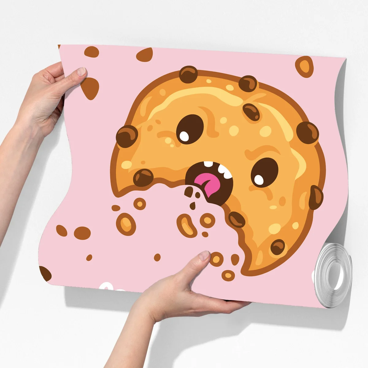 Fototapete niedliches kawaii-keksmuster auf rosa hintergrund Fototapete niedliches kawaii-keksmuster auf rosa hintergrund