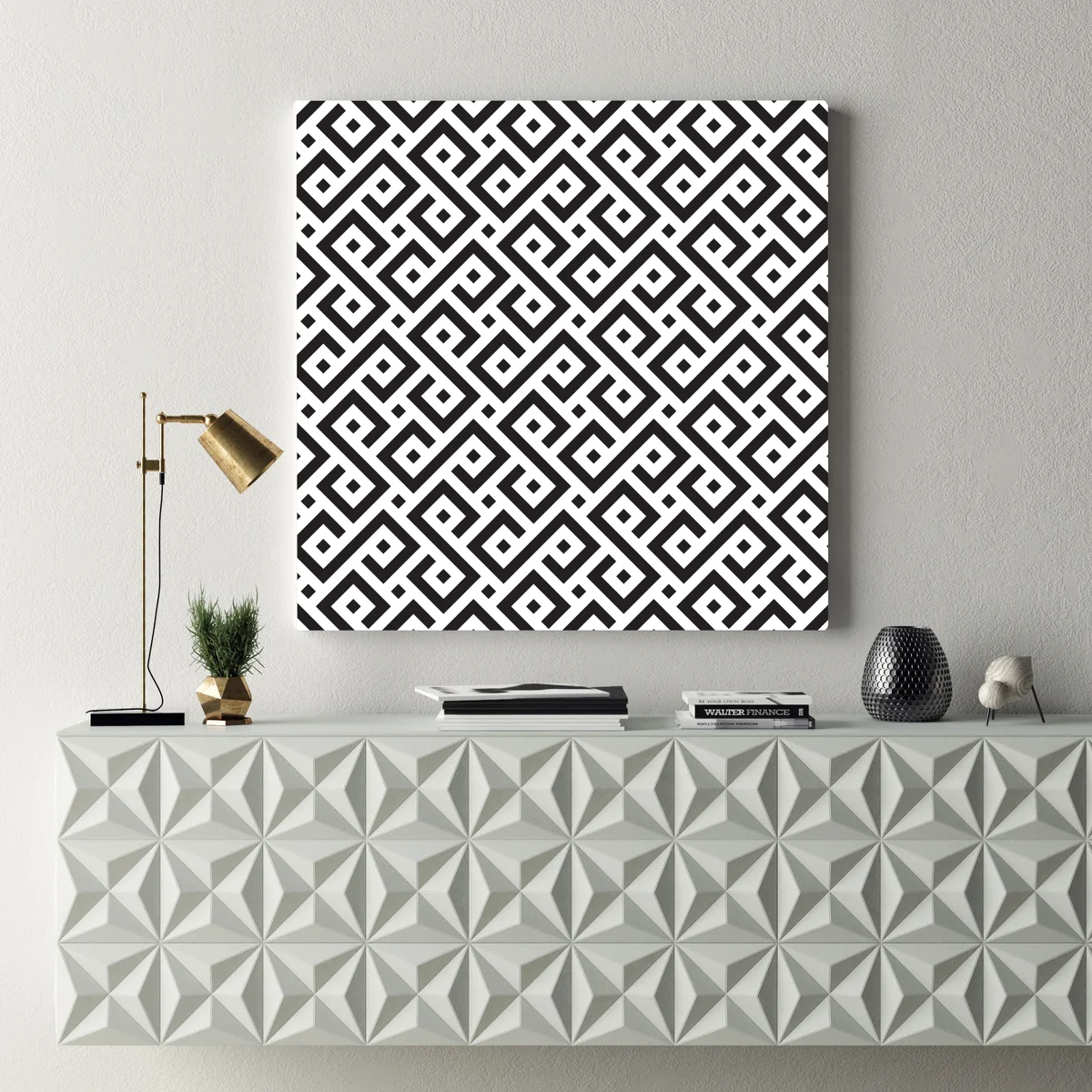 Leinwandbild zeitloses schwarz-weiß geometrisches muster Leinwandbild zeitloses schwarz-weiß geometrisches muster